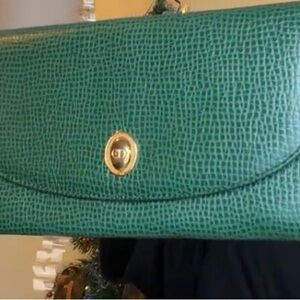 Christian Dior Green Textured Leather Wallet